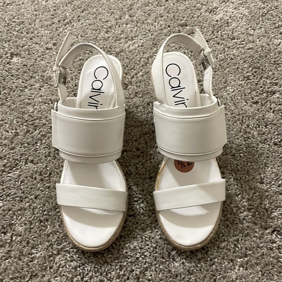 White Calvin Klein espadrilles wedges sz 7 1/2 - Picture 2 of 7
